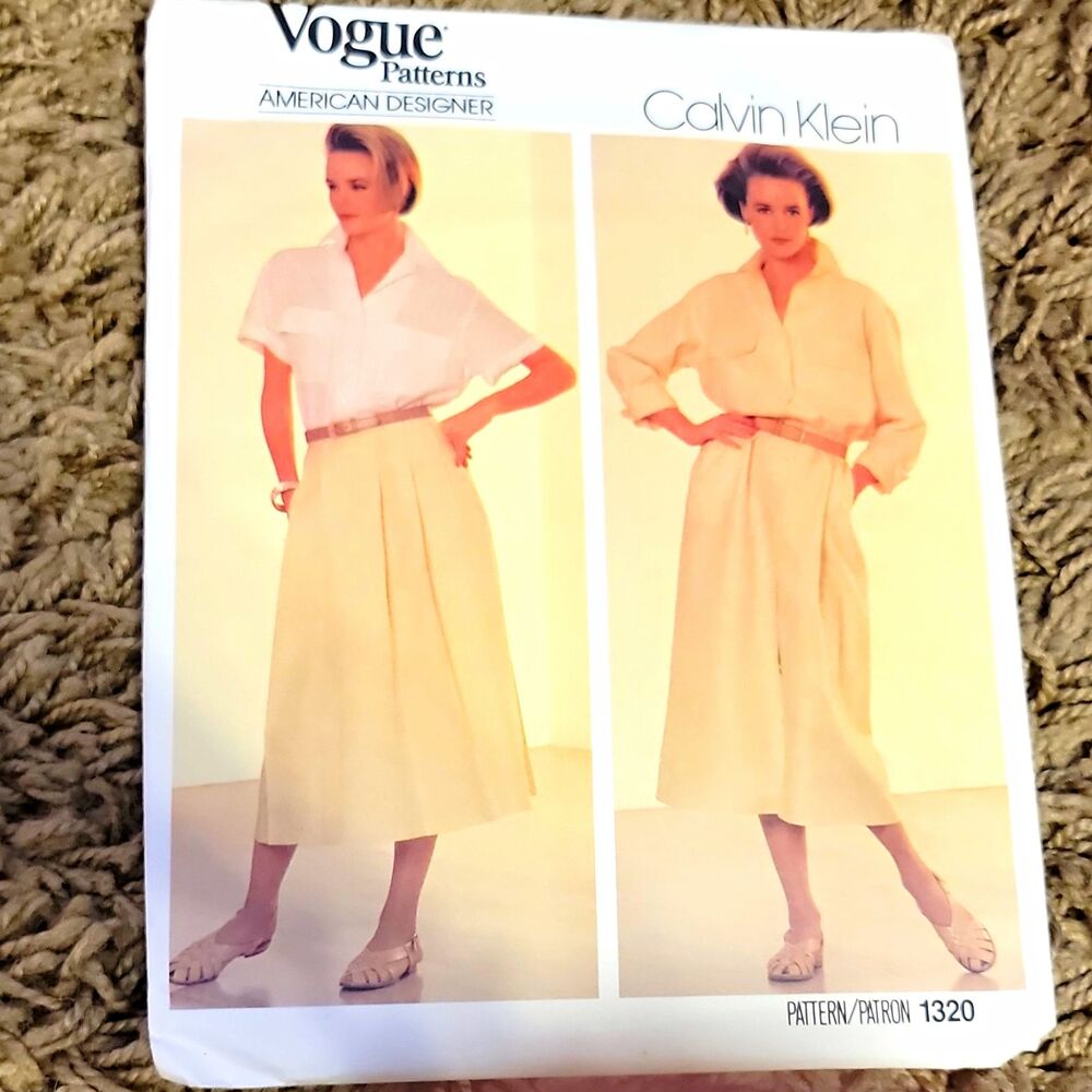 Vogue Patterns American Designer Calvin Klein 1320 Dress Shirt Skirt Pattern 12
